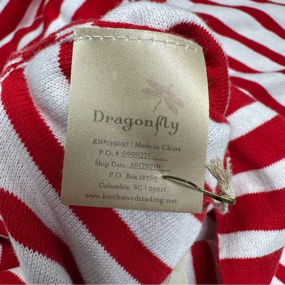 Dragonfly Red And White Striped Poncho Top Nwt — image 6 of 8